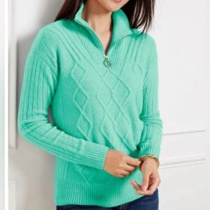 NWOT! Talbots cable knit half zip sweater
